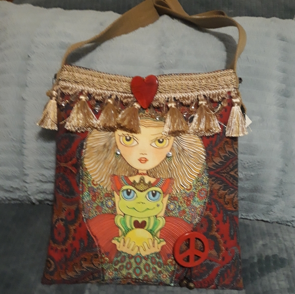 Handmade Artsy Boho Peace & Love Bag - Picture 8 of 9